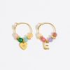 Abecedario | BIMBA Y LOLA Pendientes Letra E Piedras Multicolores