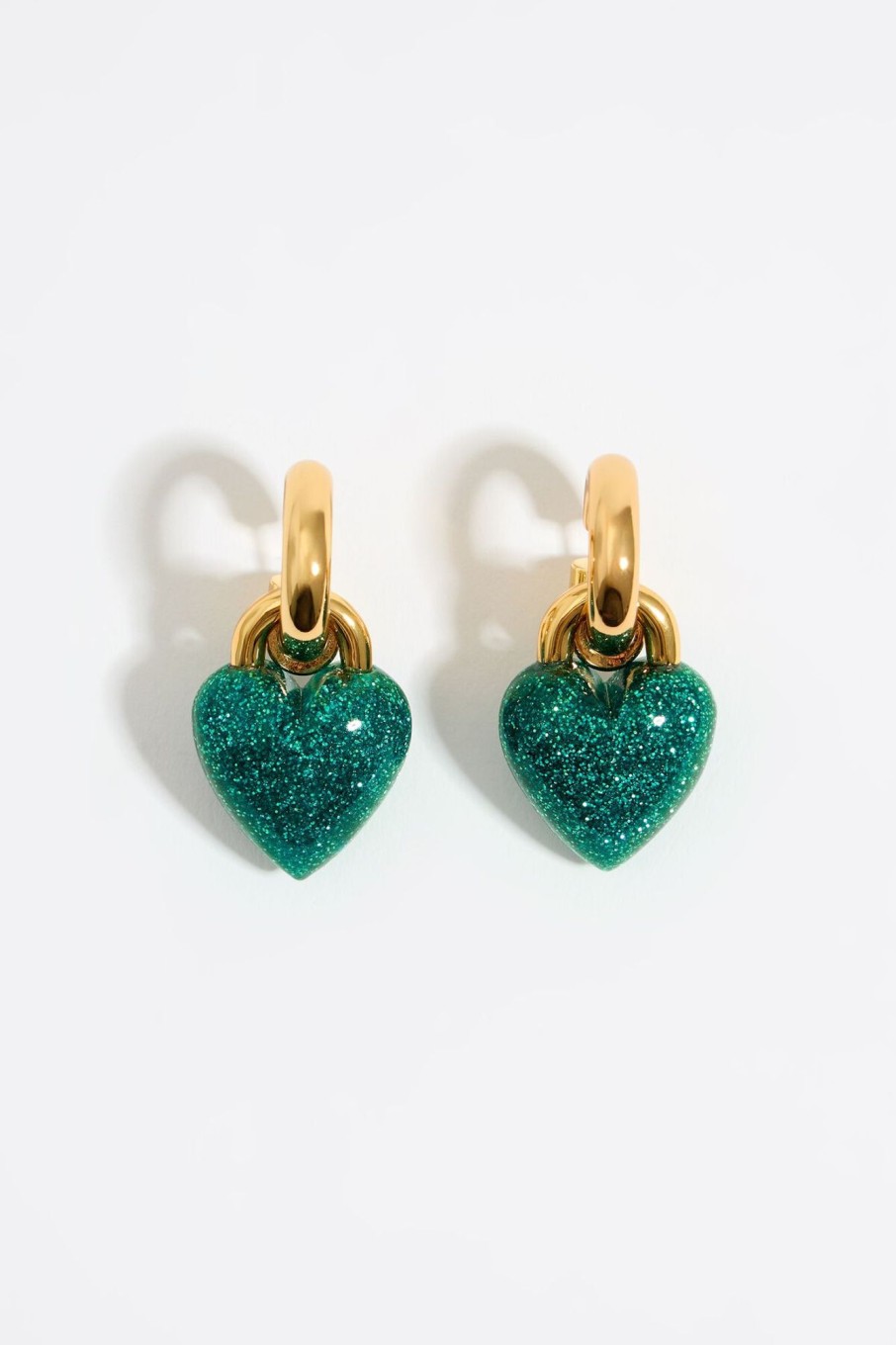 Pendientes | BIMBA Y LOLA Pendientes Aro Corazon Glitter Turquesa