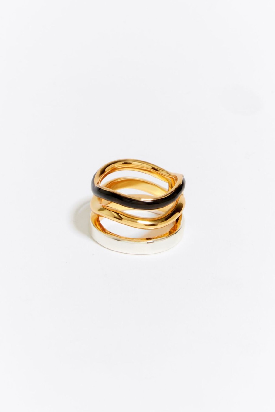 Anillos | BIMBA Y LOLA Anillo Bandas Logo Negro