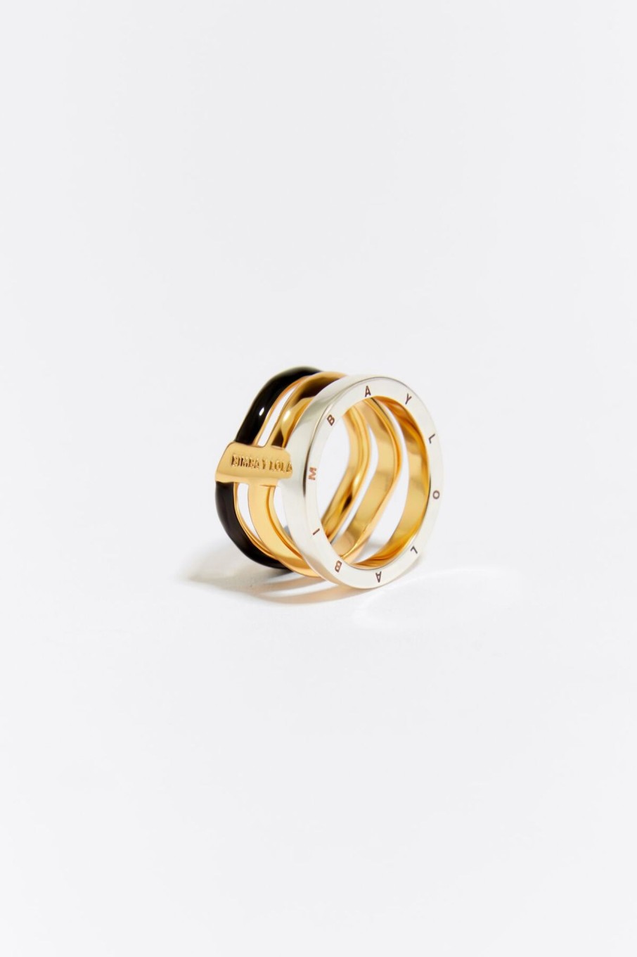 Anillos | BIMBA Y LOLA Anillo Bandas Logo Negro