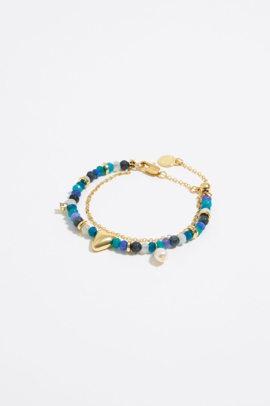 Bisuteria | BIMBA Y LOLA Pulsera Doble Piedras Multicolores Y Cadena Dorada