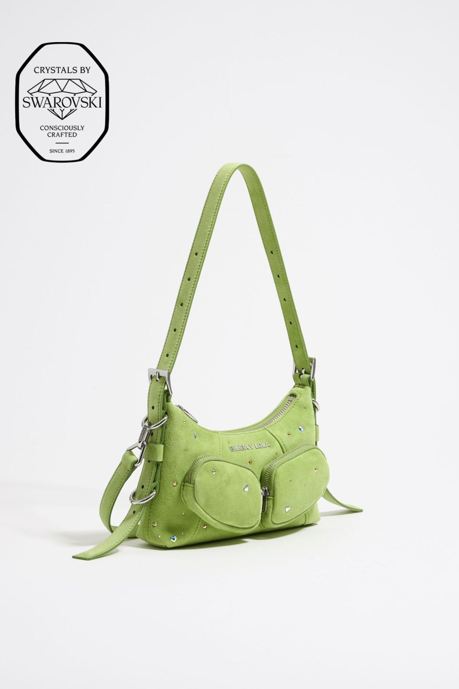 Bolsos Pocket | BIMBA Y LOLA Bolso Hobo Pocket Mini Piel Swarovski Pistacho