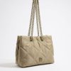 Bolsos Nylon | BIMBA Y LOLA Bolso Shopper Mediano Nylon Acolchado Caqui Claro