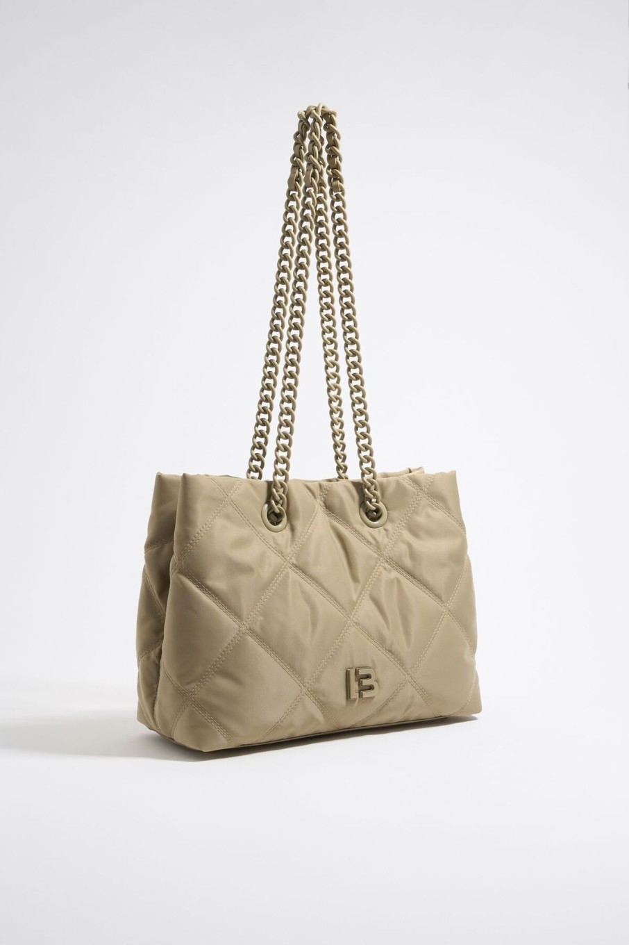 Bolsos Nylon | BIMBA Y LOLA Bolso Shopper Mediano Nylon Acolchado Caqui Claro