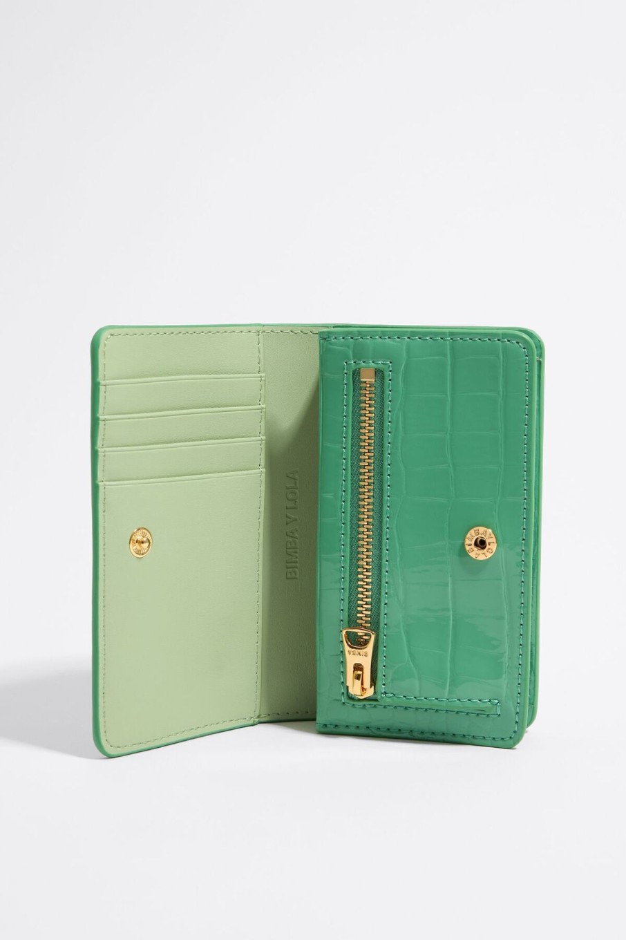 Carteras Y Monederos | BIMBA Y LOLA Cartera Solapa Grabado Cocodrilo Verde