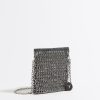 Minibolsos | BIMBA Y LOLA Bolso Plano Mini Crochet Cadena Plata