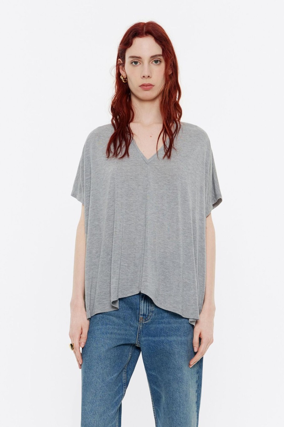 Camisetas | BIMBA Y LOLA Camiseta Oversize Larga Lurex Gris