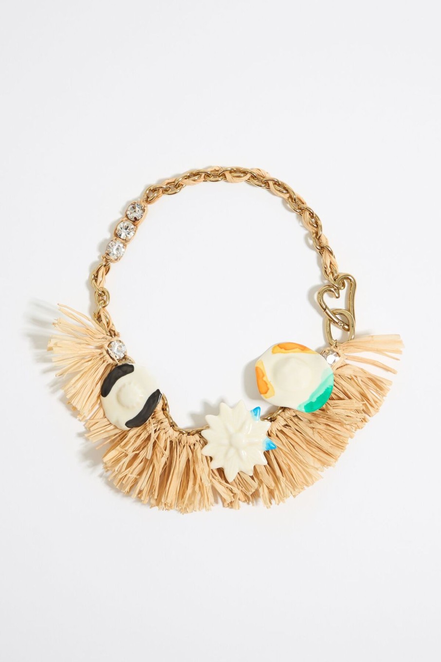 Collares | BIMBA Y LOLA Collar Flores Ceramica Y Rafia