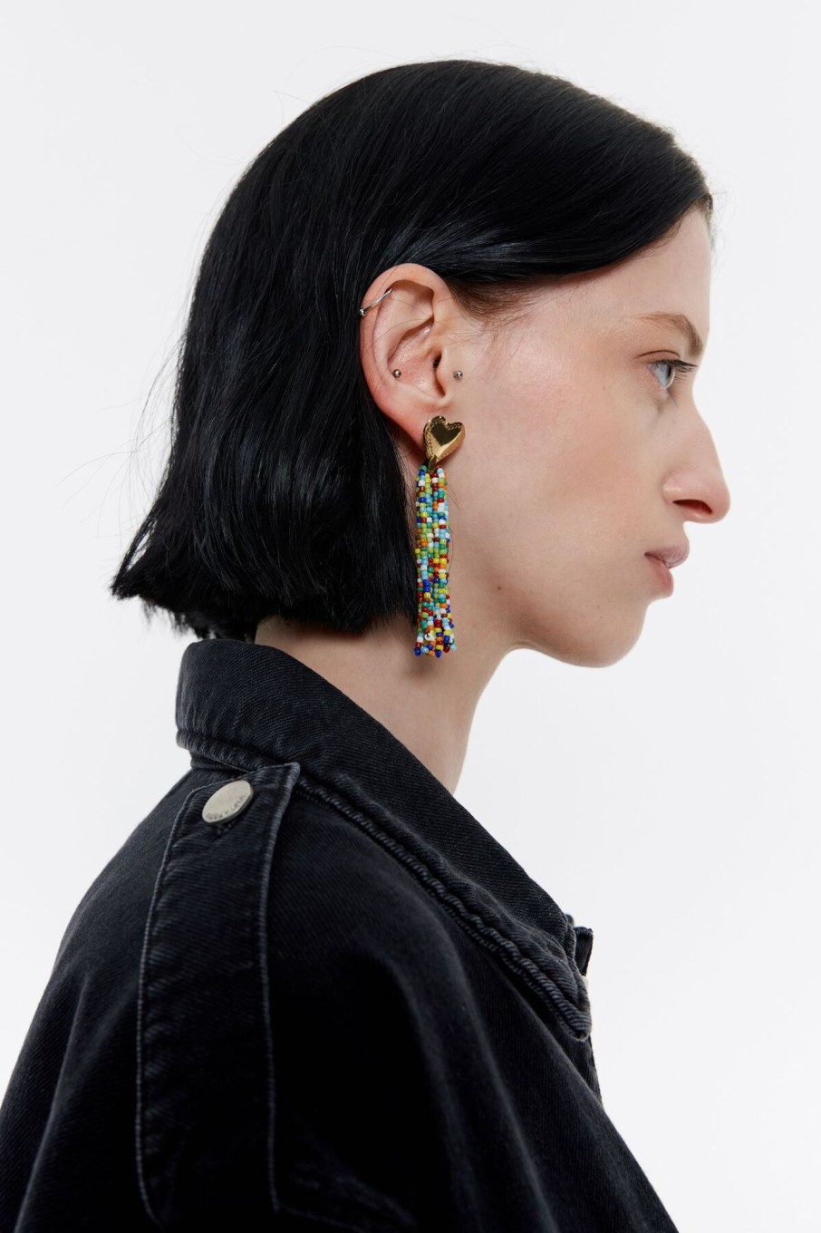 Pendientes | BIMBA Y LOLA Pendientes Corazon Dorado Abalorios Multicolores