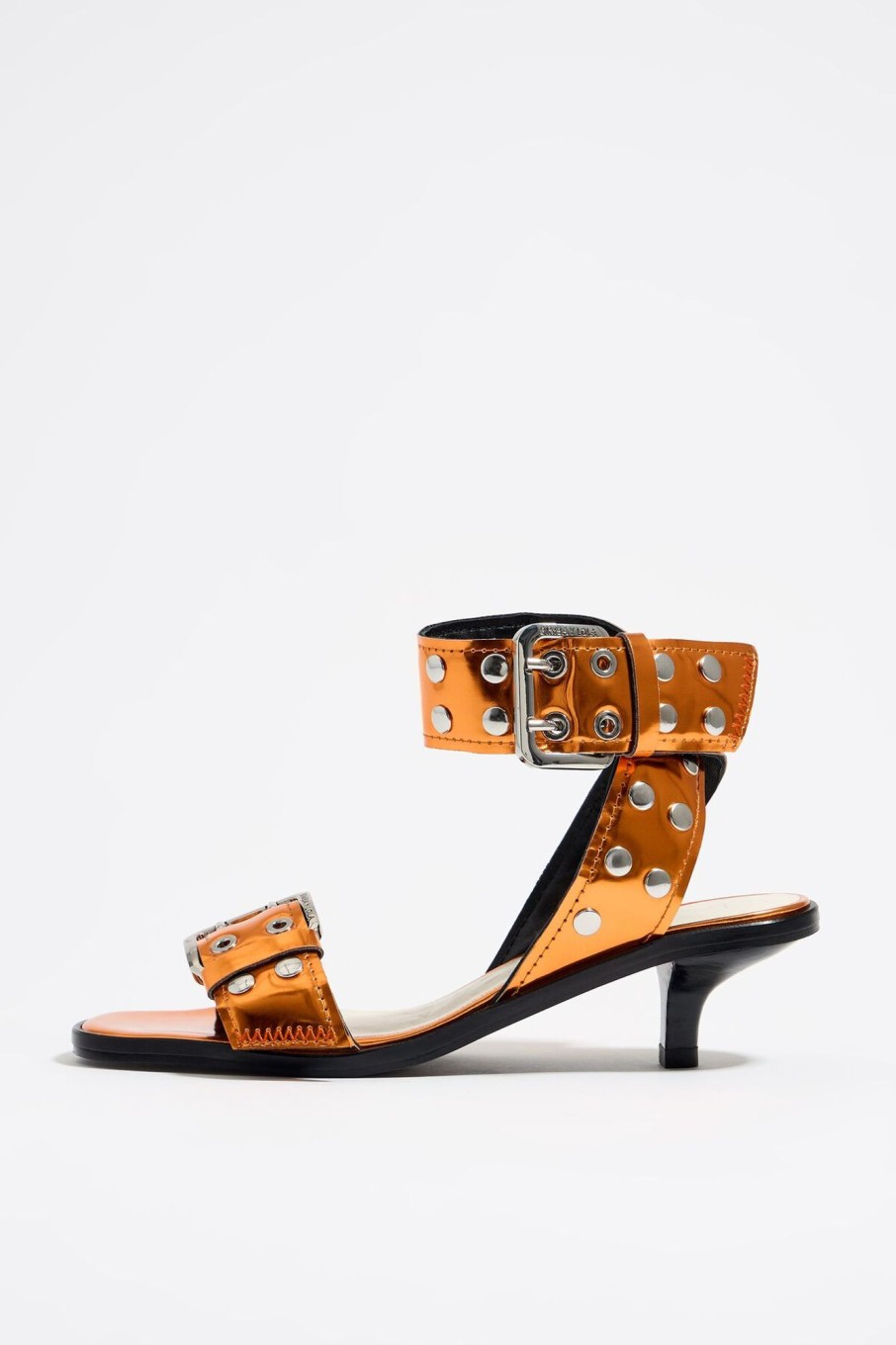 Sandalias | BIMBA Y LOLA Sandalia Tacon Tachas Piel Naranja