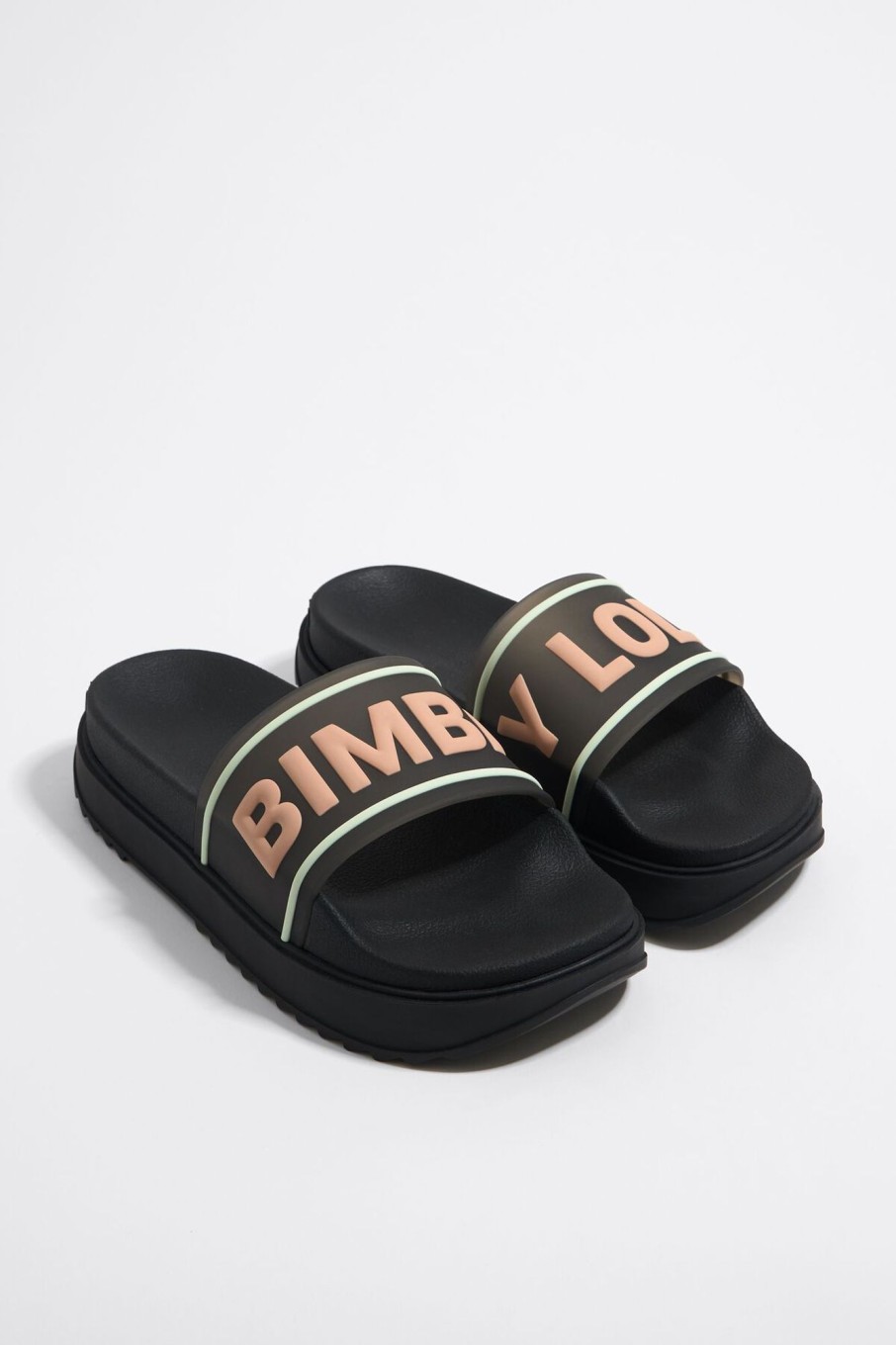 Chanclas | BIMBA Y LOLA Chancla Plataforma Logo Negra