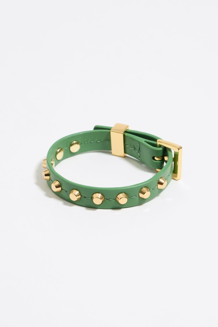 Pulseras | BIMBA Y LOLA Pulsera Piel Tachas Verde