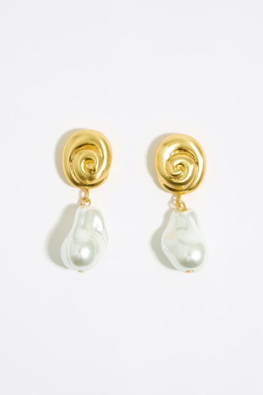 Pendientes | BIMBA Y LOLA Pendientes Caracolas Y Perlas Dorado Mate