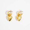 Pendientes | BIMBA Y LOLA Pendiente Aro Corazon Metal Dorado