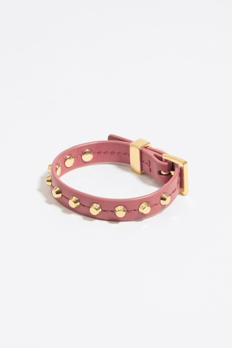 Pulseras | BIMBA Y LOLA Pulsera Piel Tachas Rosa