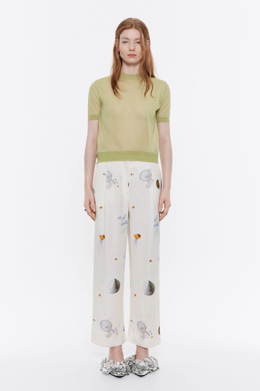 Pantalones | BIMBA Y LOLA Pantalon Carrot Lino Waves Marfil