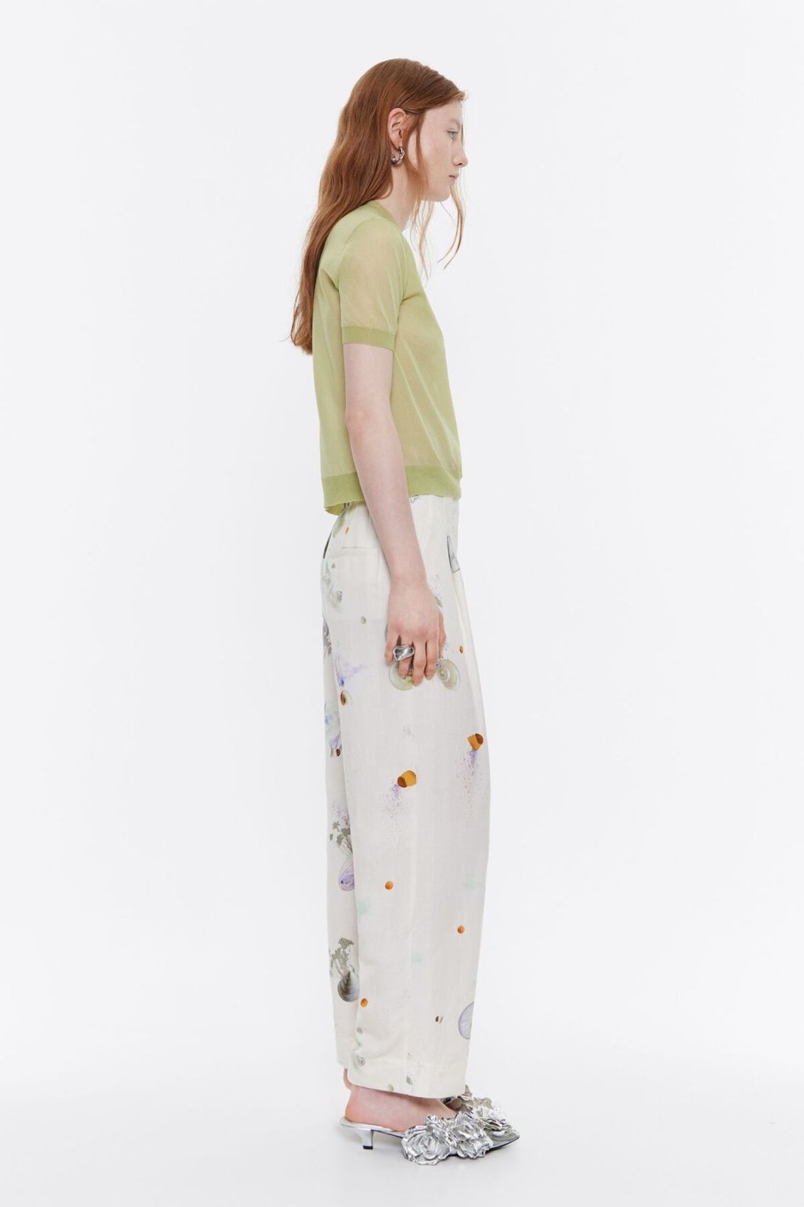 Pantalones | BIMBA Y LOLA Pantalon Carrot Lino Waves Marfil