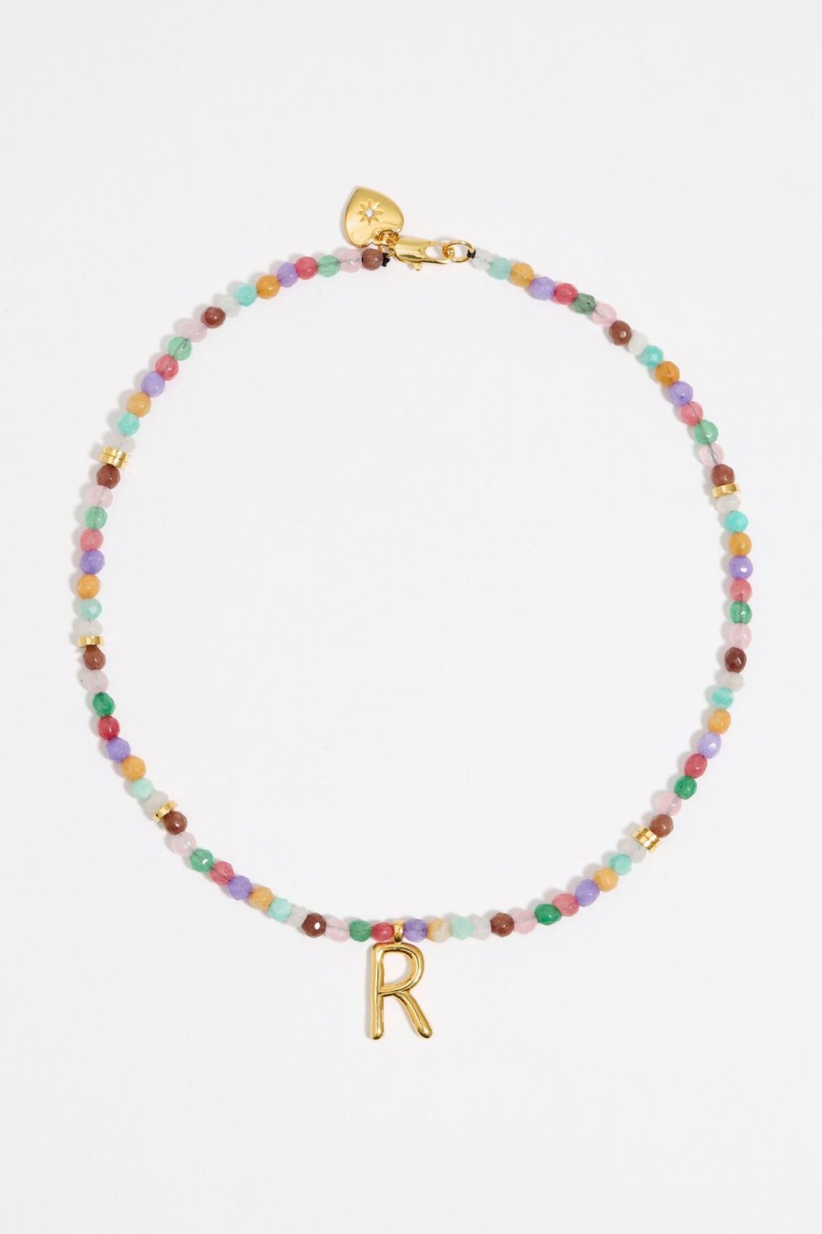 Abecedario | BIMBA Y LOLA Collar Letra R Piedras Multicolores