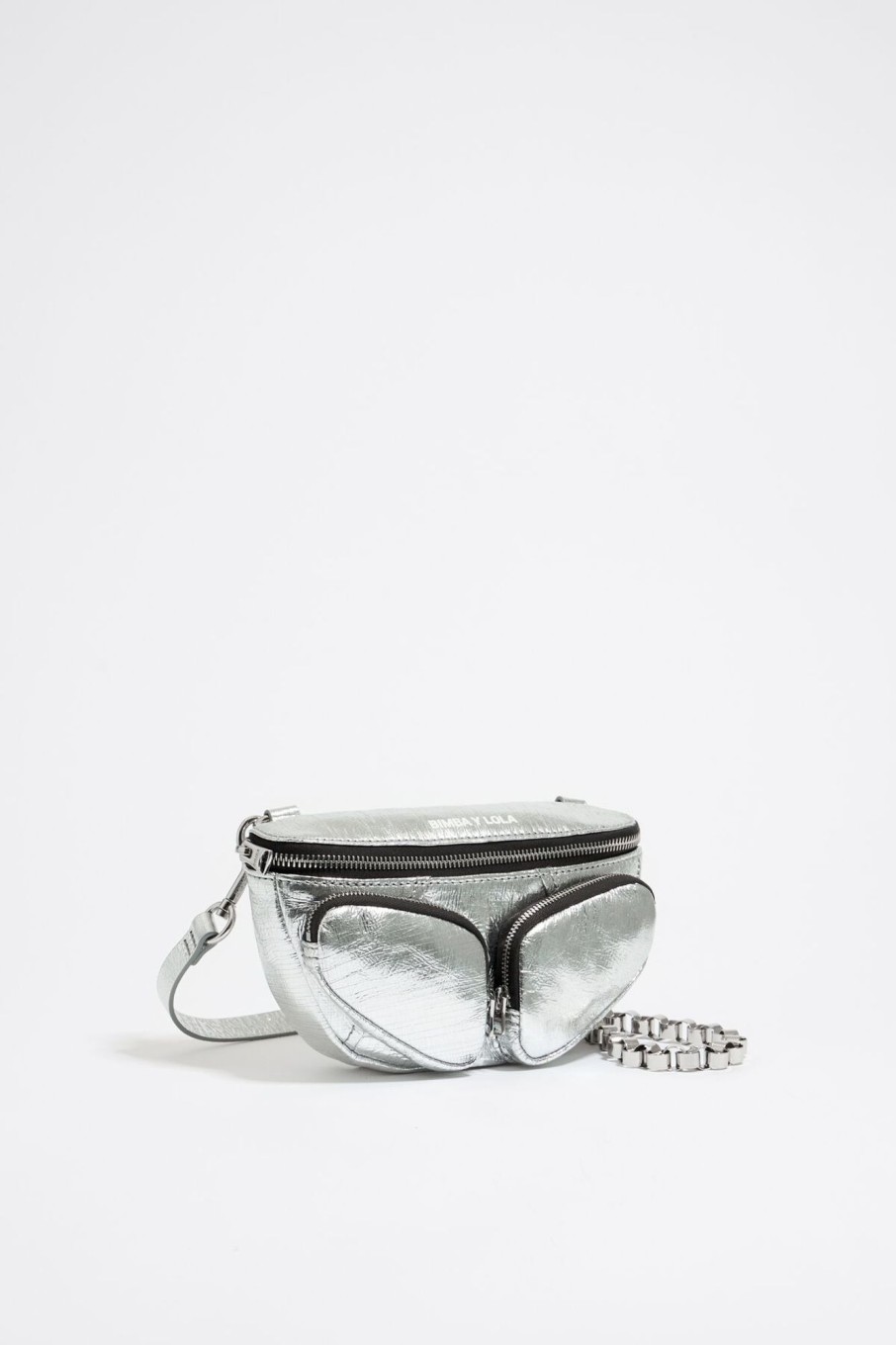 Bolsos Pocket | BIMBA Y LOLA Bolso Rinonera Pocket Mini Piel Plateado