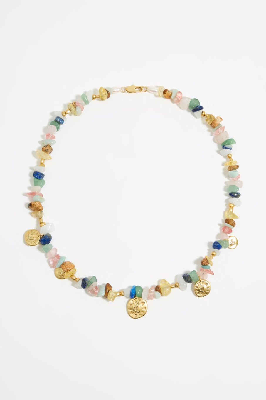 Collares | BIMBA Y LOLA Collar Logo Moneda Piedras Multicolores