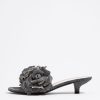 Sandalias | BIMBA Y LOLA Sandalia Tacon Flores Denim Negra