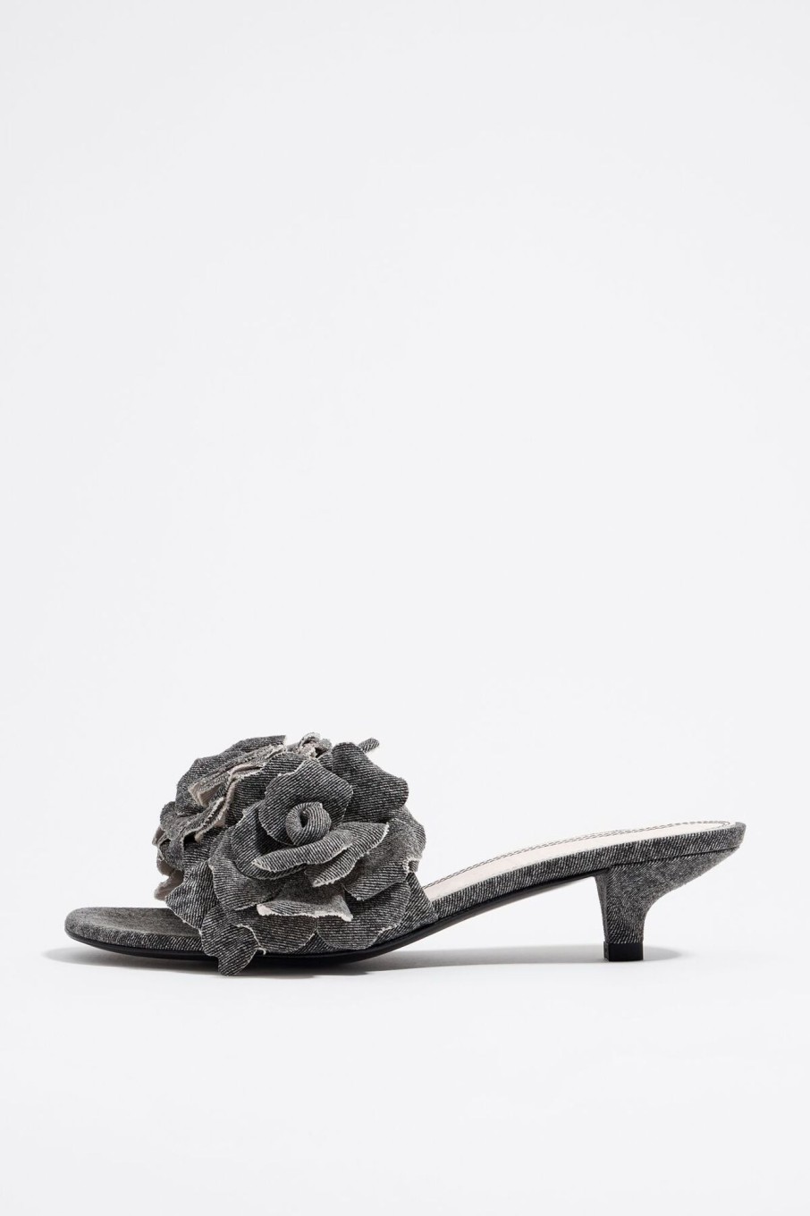 Sandalias | BIMBA Y LOLA Sandalia Tacon Flores Denim Negra