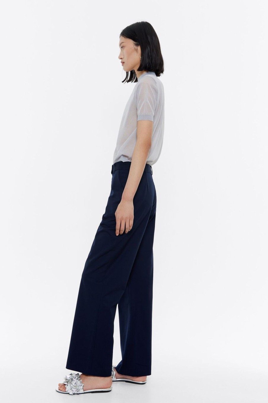 Pantalones | BIMBA Y LOLA Pantalon Recto Lana Fria Marino Oscuro