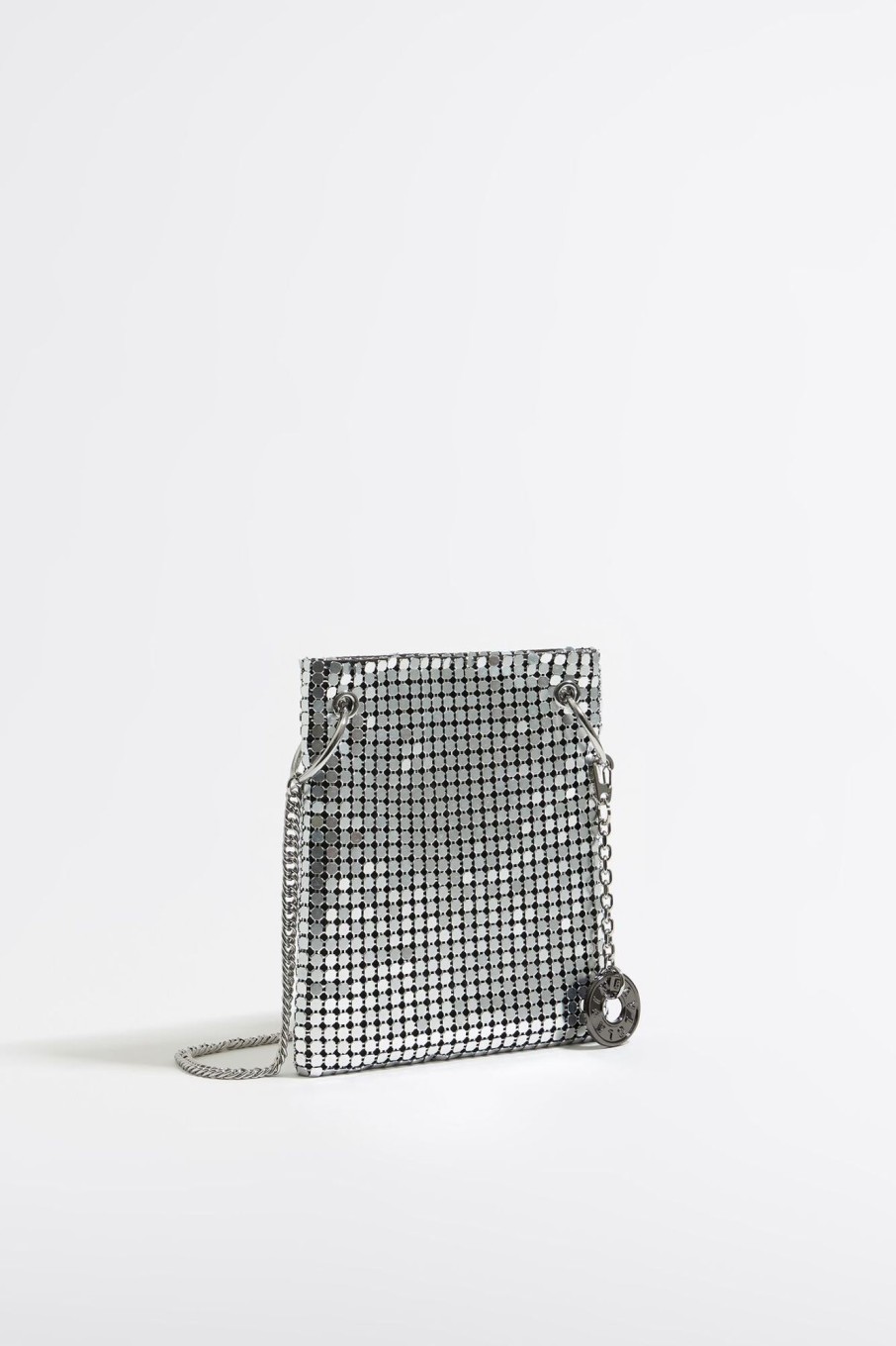 Minibolsos | BIMBA Y LOLA Bolso Plano Mini Malla Metalica Plata