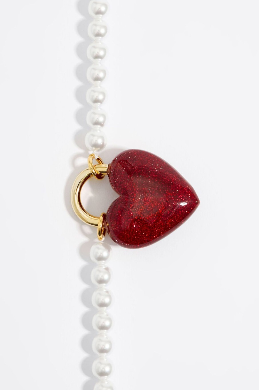 Collares | BIMBA Y LOLA Collar Perlas Y Corazon Glitter Rojo