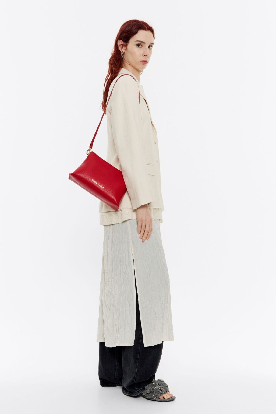 Bolsos Piel | BIMBA Y LOLA Bolso Trapecio Pequeno Piel Rojo