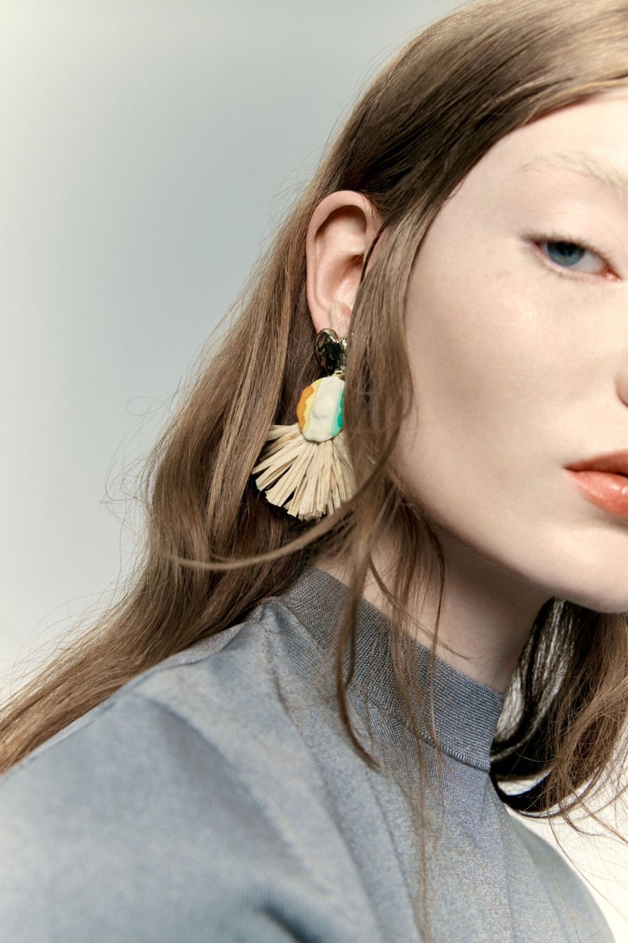 Bisuteria | BIMBA Y LOLA Pendientes Flor Ceramica Y Rafia