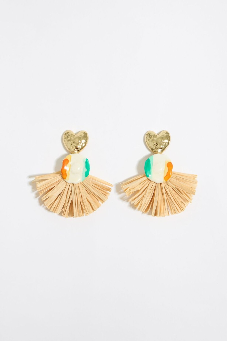 Bisuteria | BIMBA Y LOLA Pendientes Flor Ceramica Y Rafia