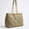 Bolsos Nylon | BIMBA Y LOLA Bolso Shopper Grande Nylon Acolchado Caqui Claro