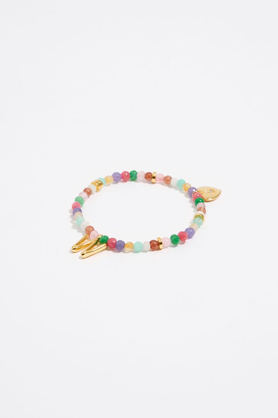 Abecedario | BIMBA Y LOLA Pulsera Letra W Piedras Multicolores