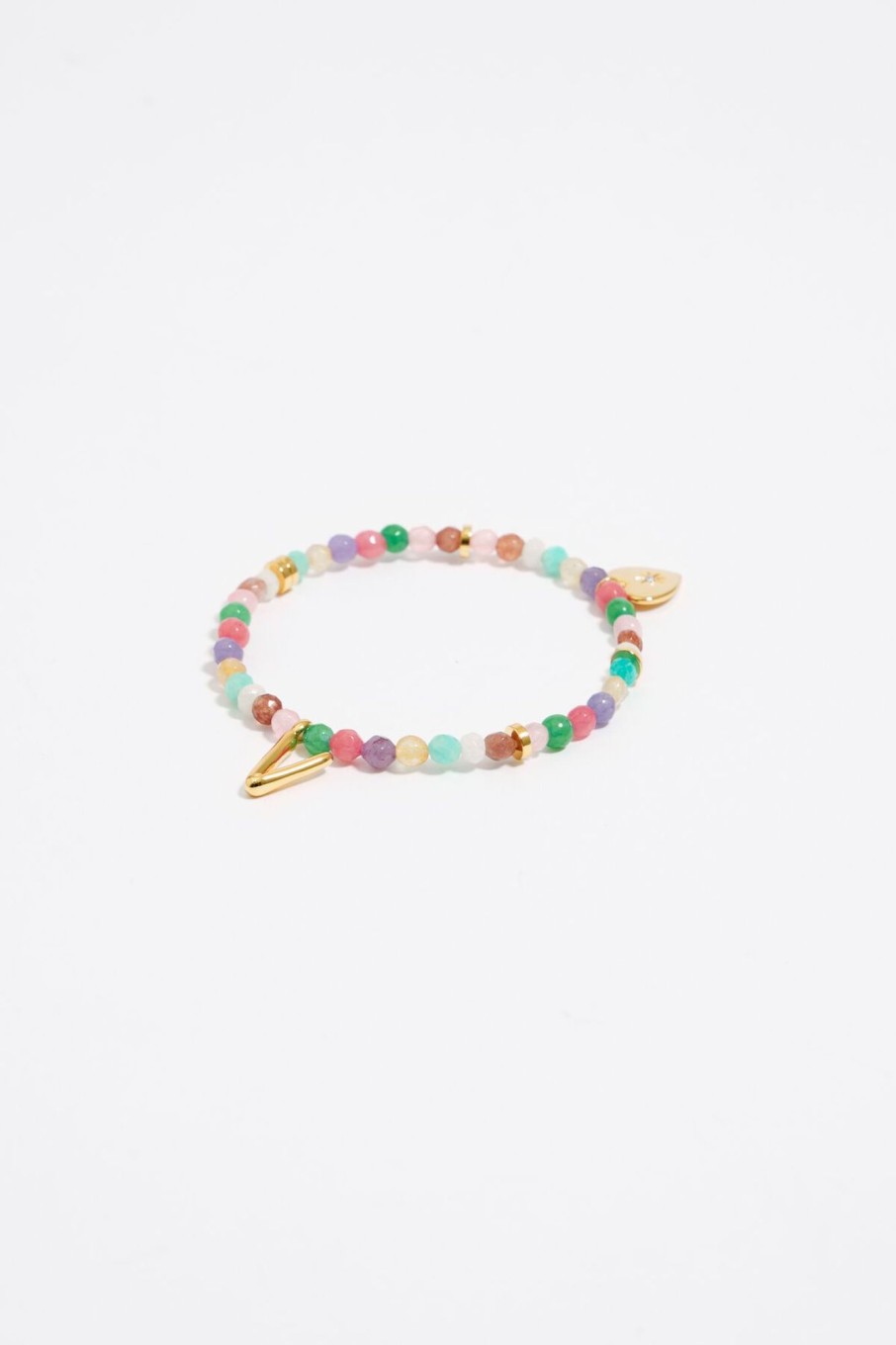 Abecedario | BIMBA Y LOLA Pulsera Letra V Piedras Multicolores