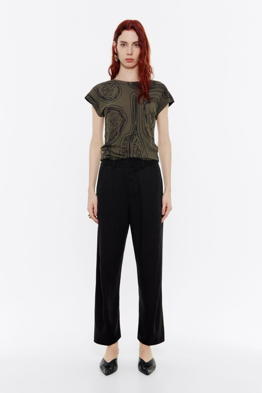 Total Look | BIMBA Y LOLA Pantalon Barrel Lana Negro