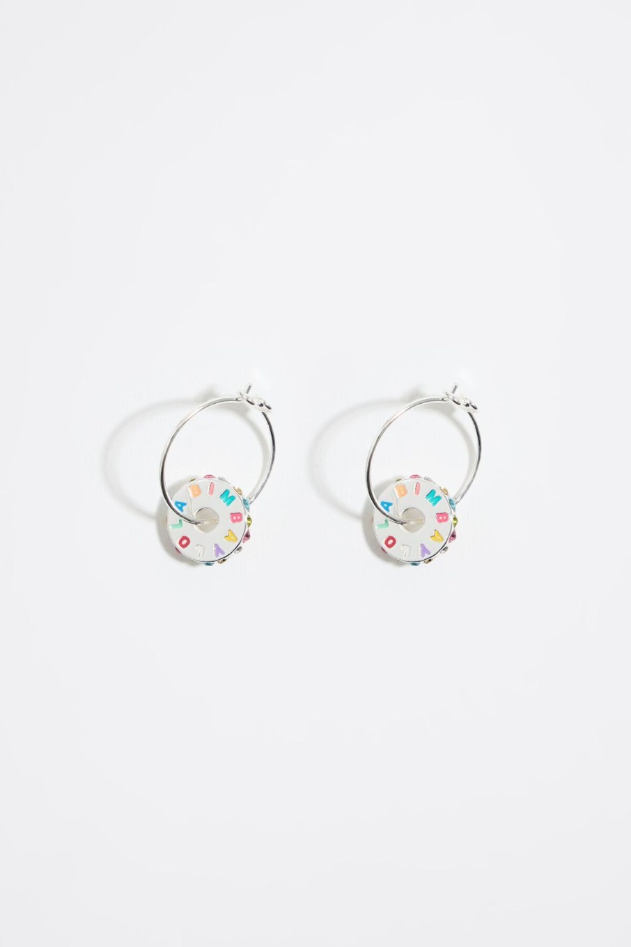 Pendientes | BIMBA Y LOLA Pendientes Aro Logo Cristales Multicolor