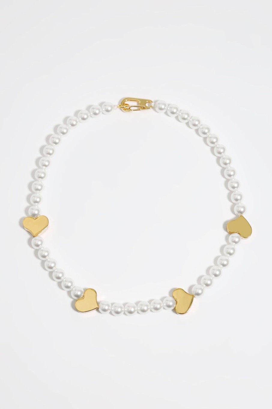 Collares | BIMBA Y LOLA Collar Perlas Corazones Dorado