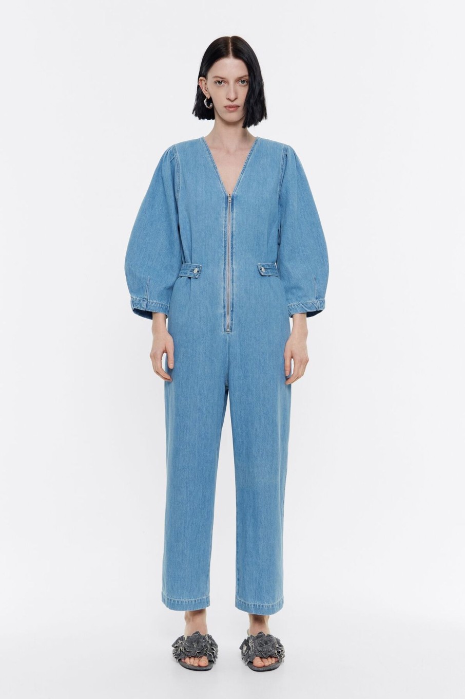 Denim | BIMBA Y LOLA Mono Denim Mangas Abullonadas Azul