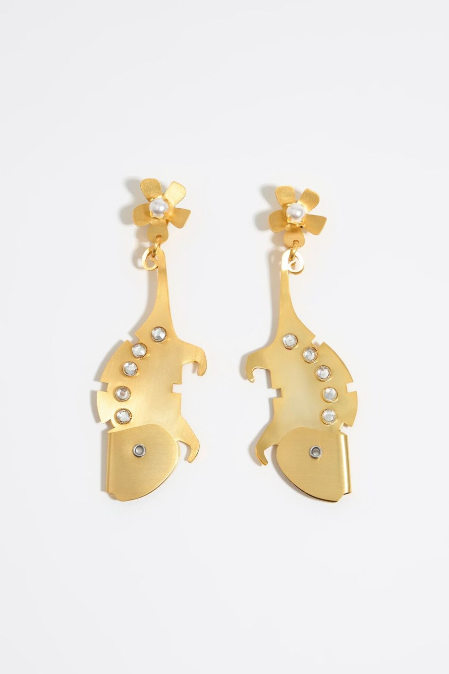 Pendientes | BIMBA Y LOLA Pendientes Camaleones Y Flor Dorado Mate