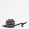 Sandalias | BIMBA Y LOLA Sandalia Tacon Flores Denim Negra