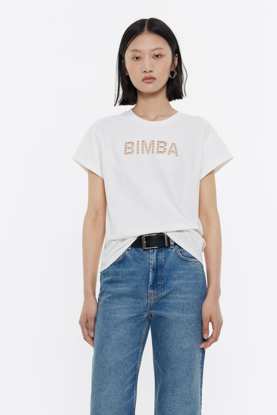 Camisetas | BIMBA Y LOLA Camiseta Logo Bordado Marfil