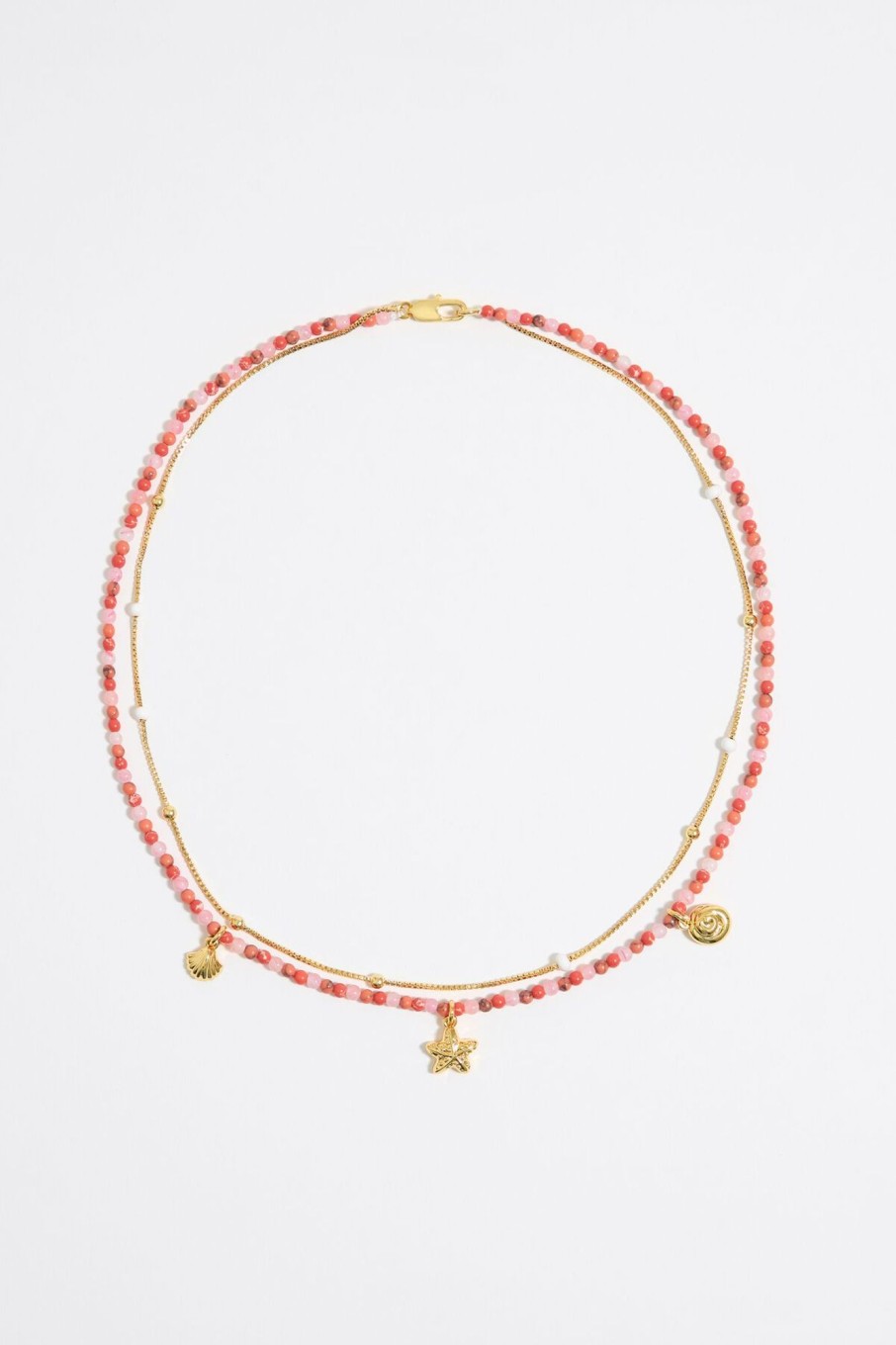 Collares | BIMBA Y LOLA Collar Doble Estrella De Mar Y Cadena Coral