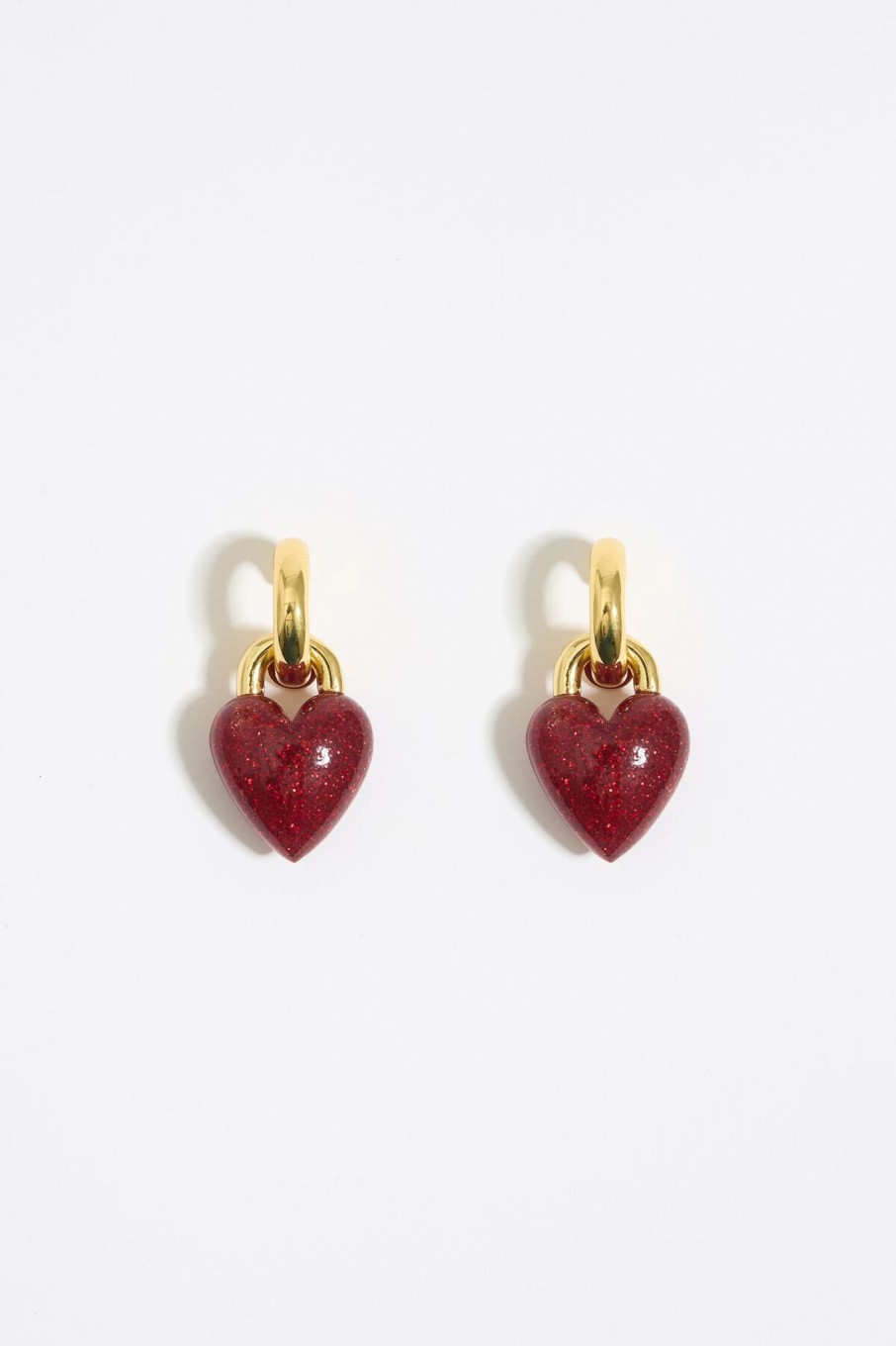 Pendientes | BIMBA Y LOLA Pendientes Aro Corazon Glitter Rojo