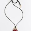 Collares | BIMBA Y LOLA Collar Cordon Piel Corazon Glitter Rojo