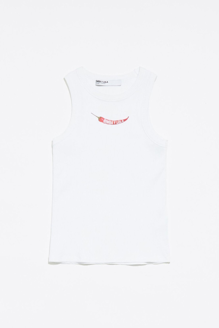 Camisetas | BIMBA Y LOLA Top Ajustado Guindilla Blanco