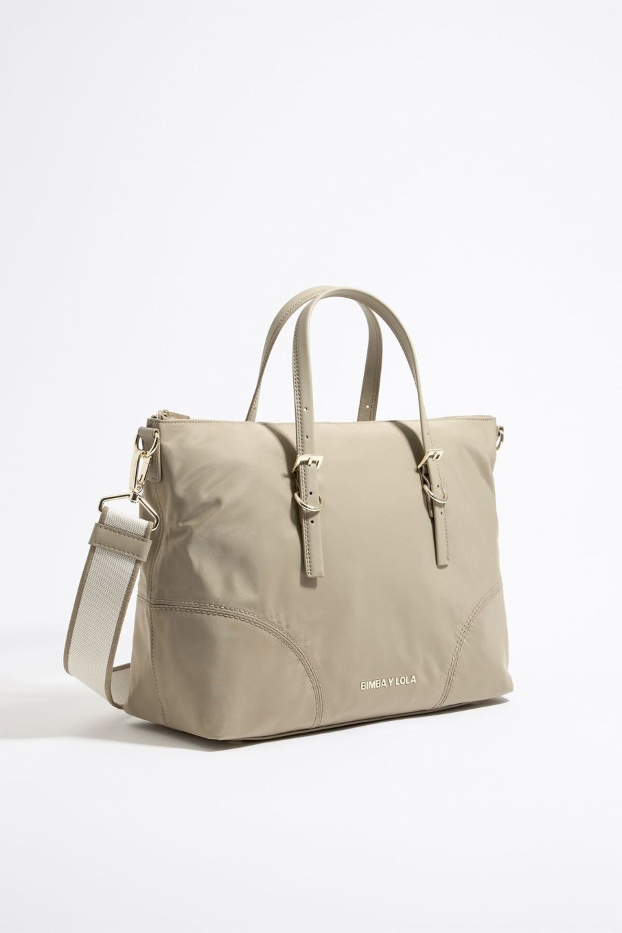 Bolsos Nylon | BIMBA Y LOLA Bolso Shopper Grande Nylon Caqui Claro