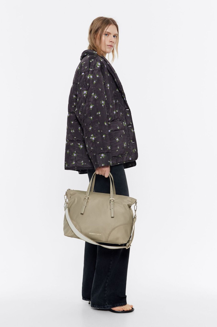 Bolsos Nylon | BIMBA Y LOLA Bolso Shopper Grande Nylon Caqui Claro