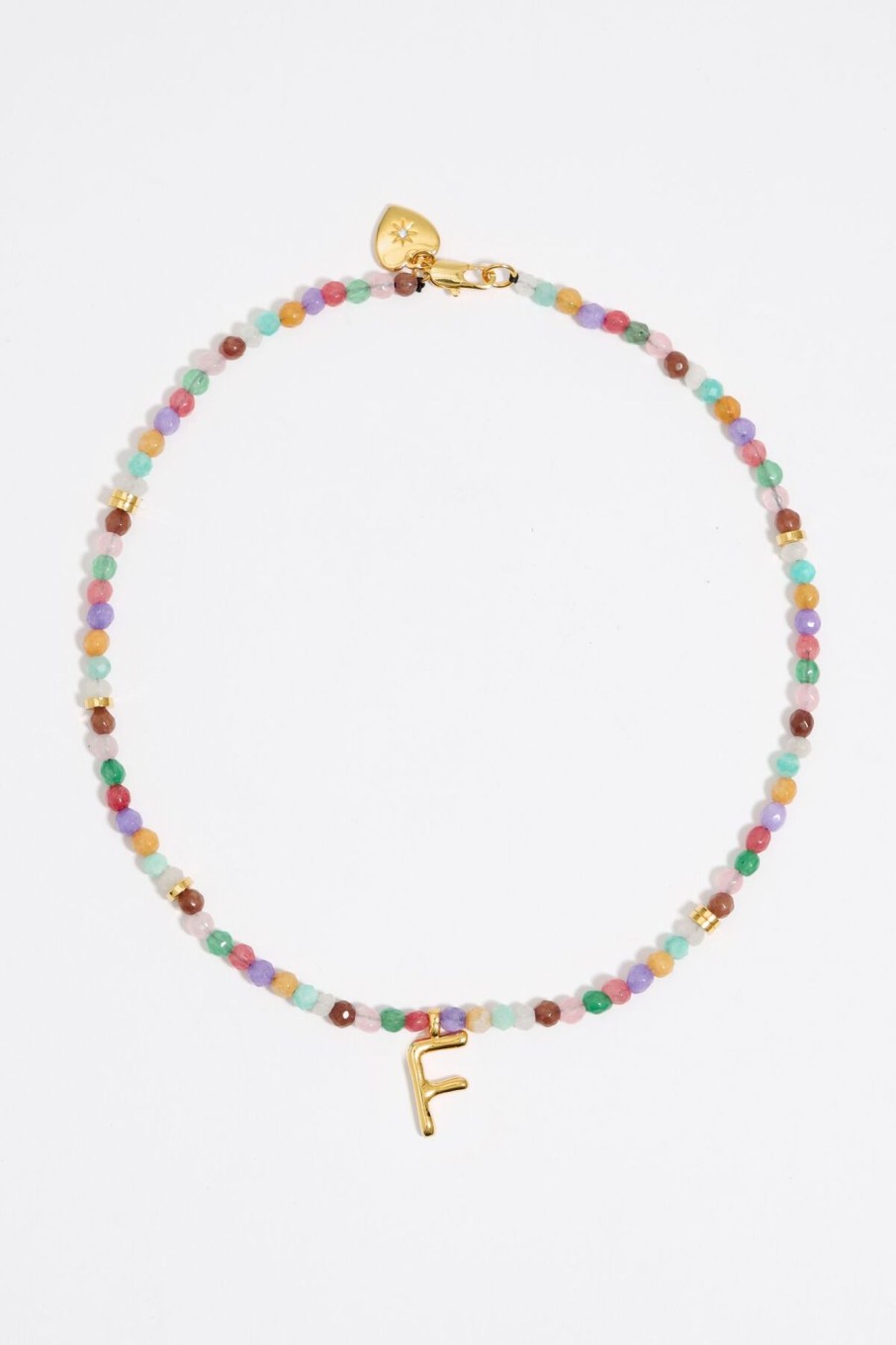 Abecedario | BIMBA Y LOLA Collar Letra F Piedras Multicolores