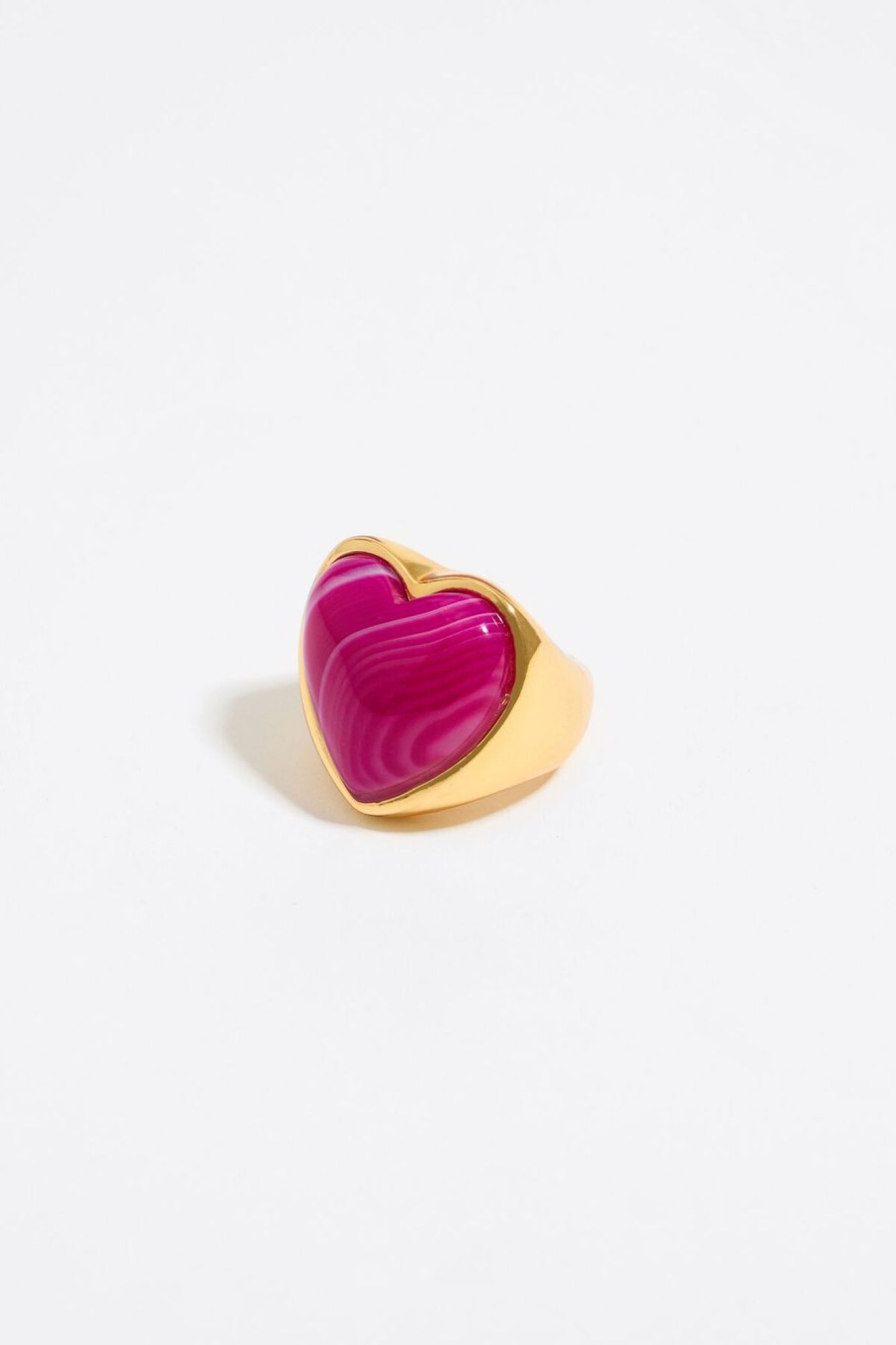 Anillos | BIMBA Y LOLA Anillo Corazon Piedra Fucsia